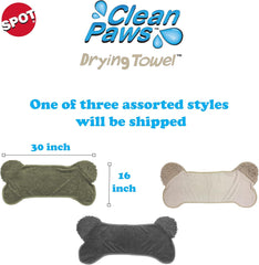 SPOT Clean Paws Chenille Microfiber Dog Towel, Super Absorbent with Corner Hand Pockets, Dries Wet Paws & Body Fast, Machine Washable