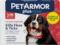 PetArmor Plus Flea and Tick Prevention for Dogs, Dog Flea and Tick Treatment, 3 Doses, Waterproof Topical, Fast Acting, X-Large Dogs (89-132 lbs)