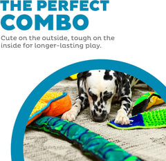 Outward Hound Durablez Stuffing-Free Squeaky Interactive Dog Toy, Tough Plush, Snake, Blue, XL