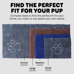 Dog Gone Smart Dirty Dog Doormat - Fast Drying Rug with Super Gripper Backing for Clean Floors - Super Absorbent and Machine Washable Mat for Muddy Paws - Black Hue
