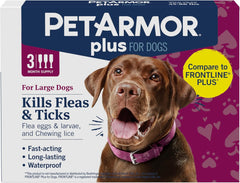PetArmor Plus Flea and Tick Prevention for Dogs, Dog Flea and Tick Treatment, 3 Doses, Waterproof Topical, Fast Acting, Large Dogs (45-88 lbs)