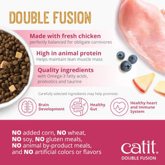 Catit Recipes Double Fusion Kitten Food – Chicken Recipe, 96% Animal Protein, Freeze-Dried Raw Toppings, No by-Products, High-Nutrient Wet & Dry Blend for Healthy Growth, 4 lb