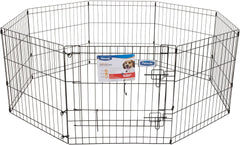 Petmate 55014 42Inch By 24Inch 8 Panels Exercise Pen With Step Through Door, Black