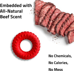 Playology Dual Layer Ring Toy for Large to X-Large Dogs 50lbs & up | Engaging All-Natural Beef Scented Durable Dog Chew Toy for Power Chewers | Easy to Clean, Interactive & Non-Toxic