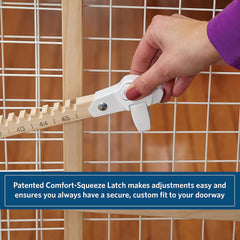 MidWest Homes for Pets Wire Mesh Pet Safety Gate, Pressure Mounted Dog Gate, Natural Wood & White Powder Coated Wire Mesh