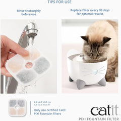 Catit PIXI Cat Drinking Fountain Original Filter, Official Replacement Triple Action Water Filter , White