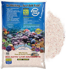 Nature's Ocean Bio-Activ Live Aragonite Samoa Pink Reef Sand - 20 lbs - Natural Substrate, Supports Water Balance, Ideal for Marine Tanks
