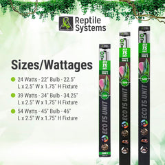 Reptile Systems - Eco T5 High Output Lighting Kit - Dual Reflector Fixture & Ferguson Zone 2 Lamp 6% - Full Spectrum UVA & UVB Amphibian & Reptile Lighting