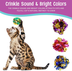 SPOT Mylar Balls Cat Toys - Fun, Crinkly Balls are Perfect for Swatting and Batting, Shiny and Colorful Toys to Entertain Cats and Kittens - Pack of Four 1.5" Balls, Assorted Colors