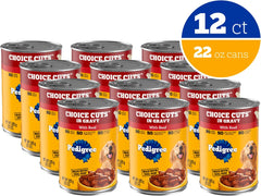 Pedigree Choice Cuts In Gravy Adult Canned Soft Wet Dog Food With Beef, 22 oz. Cans EA