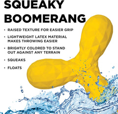 Hound2O Outdoor Dog Toys | Squeaky Boomerang Chew Toy for Dogs | Bright Yellow Color for Interactive Play | Durable Toy Made from Non-Toxic Materials