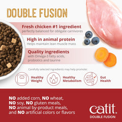 Catit Recipes Double Fusion Weight Control Cat Food – Chicken Recipe, High-Protein, Freeze-Dried Raw Toppings, No by-Products, Minimally Processed, Balanced Nutrition