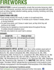 HomeoPet Fireworks, Safe and Natural Loud-Noise-Anxiety Calming Supplement for Cats, Dogs, and Other Small Animals, 15 Milliliters