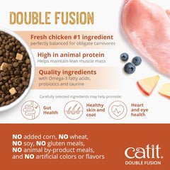 Catit Recipes Double Fusion Adult Cat Food – Chicken Recipe, High-Protein, Freeze-Dried Raw Toppings, No by-Products, Minimally Processed for Optimal Nutrition