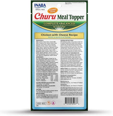 INABA Churu Meal Topper for Dogs, Complete & Balance, Creamy, Lickable Purée Dog Food Topper, 0.5 Ounce Tube, 24 Tubes (4 per Pack), Chicken with Cheese Recipe