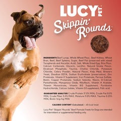 Lucy Pet Skippin' Rounds Beef Formula Dog Treats; Crunchy, Meaty Baked Treats, 8oz Bag