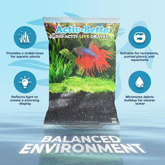 Activ Betta Black Aquarium Gravel - 1 lb - Natural Freshwater Substrate with Live Beneficial Elements - Instant Cycling, Easy Maintenance
