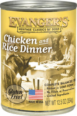 Evanger's Heritage Classics Chicken & Rice for Dogs - 12, 12.5 oz Cans