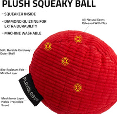 Playology Plush Squeaky Ball , All Natural Beef Scented Plush Dog Toy
