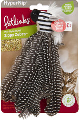 Petlinks HappyNip Zippy Zebra Feather Cat Toy, Contains Silvervine & Catnip - Black/White, One Size
