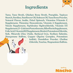 Made by Nacho Flaked Filets Recipe in Bone Broth, Grain-Free Chef's Selects Wet Food for Cats Balanced Diet in Naturally Hydrating Pumpkin-Infused Broth (3.0 oz (Pack of 12), Tuna & Sardine)
