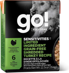 GO! DOG SENSITIVITIES LIMITED INGREDIENT GRAIN FREE SHREDDED TURKEY 12.5OZ, 12 PACK