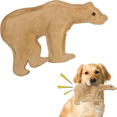 SPOT Dura-Fused Leather Bear Dog Toy – Real Leather & Jute Fabric, Double-Stitched & Durable, Squeaky Interactive Chew Toy for Moderate Chewers, Medium & Large Dogs, Soft Stuffed Fetch Toy, 11.5in
