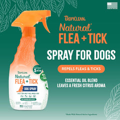 TropiClean Natural Maximum Strength Flea and Tick Spray for Dogs 16-oz