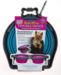 Loving Pets Travel Double Diner Dog Bowl, Blue