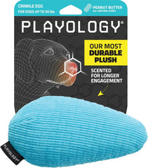Playology Plush Crinkle Egg for Dogs , All Natural Peanut Butter Scented