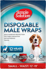 Simple Solution Disposable Dog Diapers Wraps for Male Dogs, True Fit, Absorbent, Leak Proof with Wetness Indicator, Puppy and Doggie Diaper for Peeing, For Small Pets
