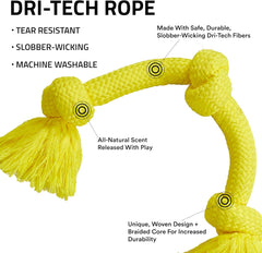 Playology Dri Tech Rope Dog Chew Toy for Large to X-Large Dogs 50lbs & up | Engaging, All-Natural Chicken Scented Yellow Dog Toy for Tough Chewers | Easy to Clean | Interactive and Non-Toxic