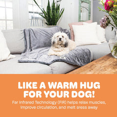 Dog Gone Smart Chilli Kuzzi FIR Blanket - Velvet Velboa and Tipped PV Plush - Ultra-Soft Dog Blanket with Far Infrared Technology - Calms, Relaxes and Heals - Suitable for Every Dog - Grey