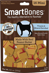 SmartBones Rawhide-Free Peanut Butter Mini Bones 16 Count