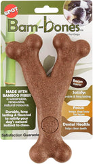 SPOT Bam-Bones Wishbone - Made with Strong Bamboo Fiber, Durable Long Lasting Dog Chew for Light to Moderate Chewers, Great Toy for Adult Dogs & Teething Puppies Under 50lbs, Bacon Flavor