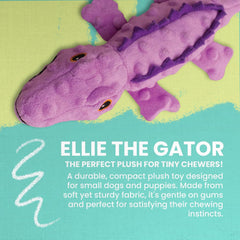 Snugarooz Ellie The Gator - Crinkle & Squeak Dog Toy with Repair Patch - Durable Plush for Engaging, Endless Fun for Small to Medium Dogs - Made from Recycled Materials