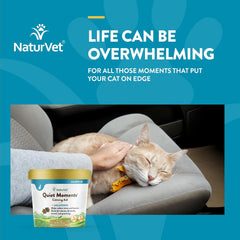 NaturVet –Quiet Moments Calming Aid for Cats Plus Melatonin – 60 Soft Chews – Helps Reduce Stress & Promote Relaxation – Great for Storms, Fireworks, Travel & Grooming