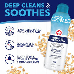 TropiClean OxyMed Dog Shampoo for Allergies and Itching , Medicated Oatmeal Shampoo for Dry Itchy Skin, Seborrhea, & Hot Spots 20 oz