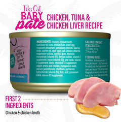 Tiki Cat Baby Pate Wet Cat Food for Kittens, Chicken, Tuna & Chicken Liver