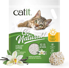 Catit Go Natural Ultra-Light Clumping Cat Litter, Bamboo Pellets, Dust-Free, Lightweight, Compostable, Vanilla Scent, Soft on Paws, Deodorizing, Eco-Friendly