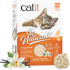 Catit - Go Natural Pea Husk Clumping Cat Litter - Lightweight, Dust Free, Easy Cleaning & Scooping, Flushable Kitty Litter with Odor Control & Subtle Fragrance - 12.3 Lbs, Vanilla Scented