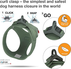 curli Vest Harness Clasp Air-Mesh Dog Harness (safe dog accessories, no pressure points, improved fit, harness with curli clasp buckle)