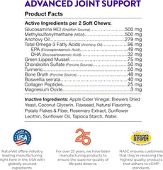 Evolutions by NaturVet Advanced Joint Support 90ct Soft Chews for Dogs - Anchovy Oil, Bone Broth, Collagen, Glucosamine, Turmeric, MSM - Helps Support Synovial Fluid, Cartilage, Connective Tissues