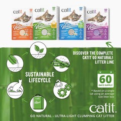 Catit Go Natural Ultra-Light Clumping Cat Litter, Bamboo Pellets, Dust-Free, Lightweight, Compostable, Vanilla Scent, Soft on Paws, Deodorizing, Eco-Friendly