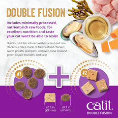 Catit Recipes Double Fusion Indoor Cat Food – Chicken Recipe, High-Protein, Freeze-Dried Raw Toppings, No by-Products, Minimally Processed, Balanced Nutrition for Indoor Cats