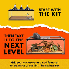 Dragon Habitat Accessory Kit, Easy Starter Kit for Bearded Dragons, Includes Lighting, UVB, Heat, Bedding, Humidity, Temperature and Food, Ideal for Habitats 20L - 60 BR Terrariums