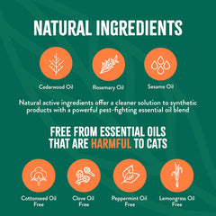 TropiClean Flea and Tick Treatment Spray for Cats & Home, Safely Treat, Prevent & Control by Contact, Powerful & Natural Defense 32 oz