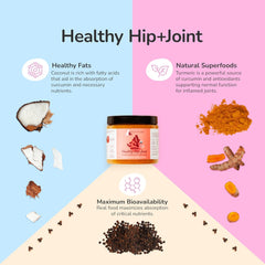 kin+kind Hip+Joint Supplement Dogs & Cats - Organic Healthy Hip+Joint Supplement - Vet Formulated Natural Formula with Organic Turmeric, Black Pepper and Coconut- Large 8oz - Made in USA