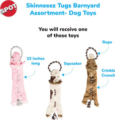 Skinneeez Barnyard Tug Dog Toy - Rope Design for Strong Chewers, Squeaker & Crinkle, Stuffing-Free, Tug Toy for Medium to Large Dogs & Puppies