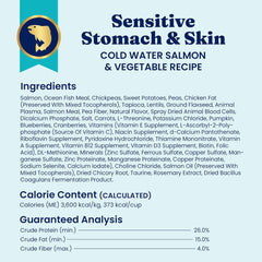 Solid Gold Salmon Dog Food for Sensitive Stomachs – Grain Free & Gluten Free Kibble w/Probiotics to Support Gut Health & Digestion - Sensitive Stomach Dog Food for All Ages – Nutrientboost™ 22-lb